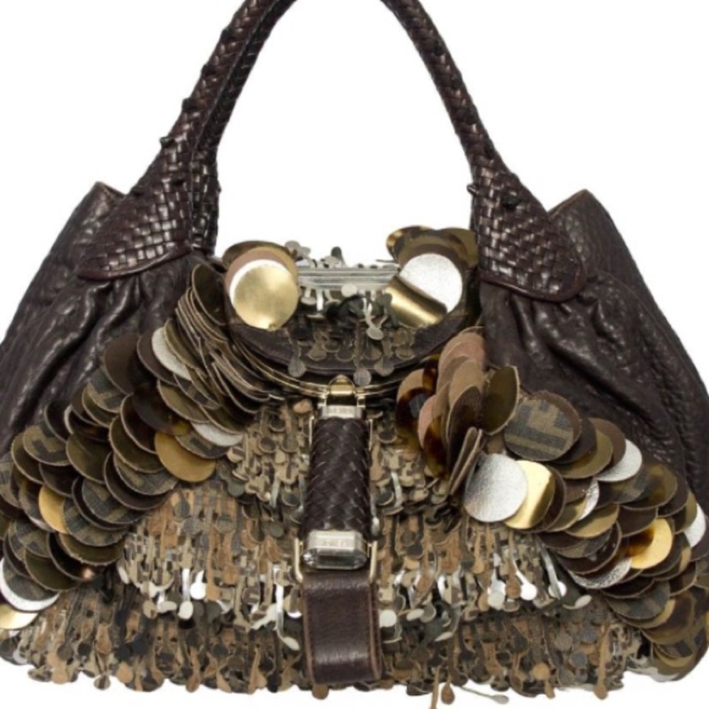 *RARE*Authentic Fendi Spy Sequin Tassel Disk Bag - Picture 7 of 8